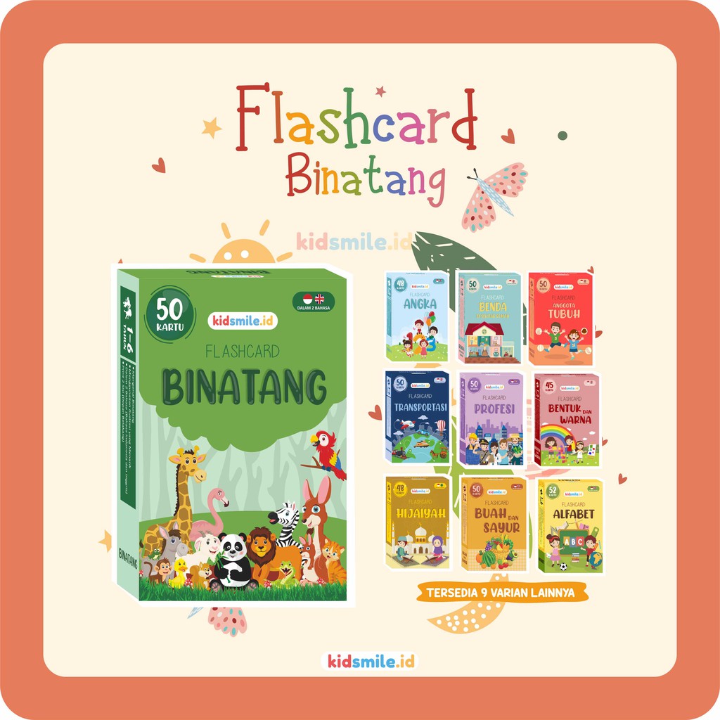 Flash Card Kidsmile BINATANG Flashcard Anak Mainan Edukasi Anak Flash Card Anak Flashcard Kidsmile