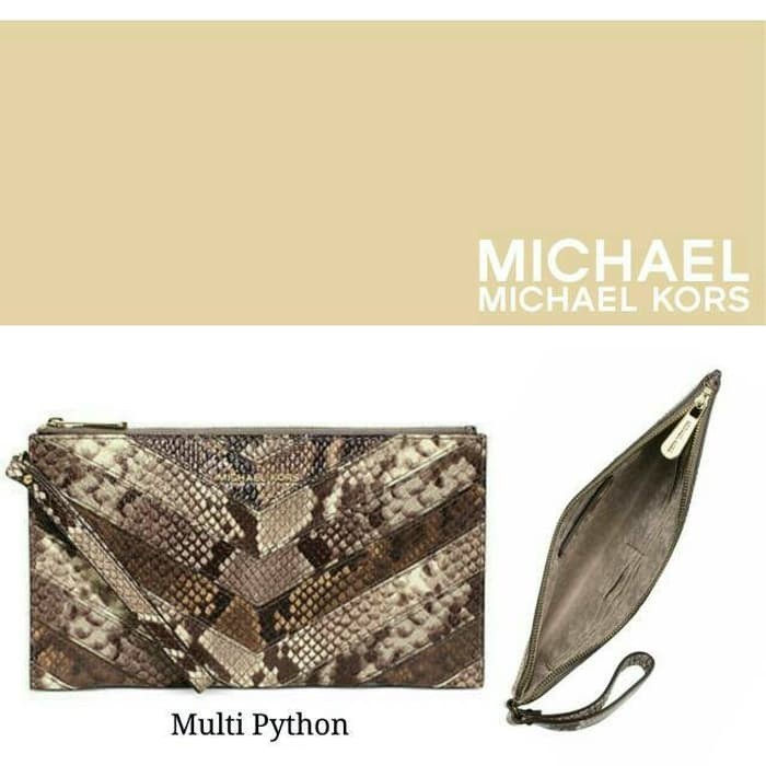 DOMPET WANITA MICHAEL KORS BEDFORD LARGE PYTHON ZIP WRISTLET ORIGINAL