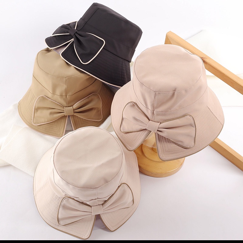 Topi Bucket Aksen Pita Gaya Korea Untuk Wanita