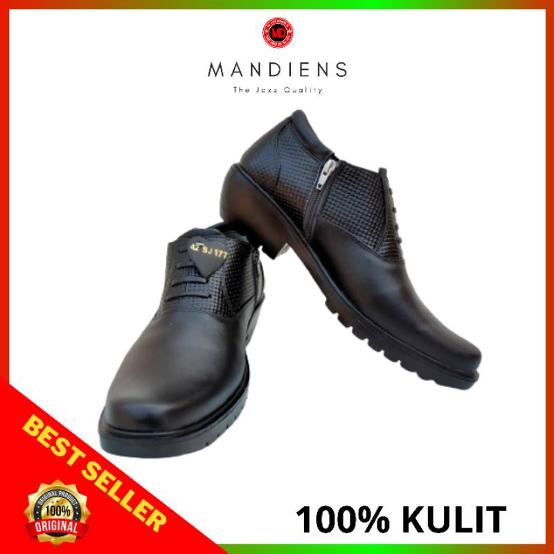 MANDIENS K177FT - Sepatu Boots Kulit Asli Medali - Sepatu Kulit Pdh Tni Polri Jenggel Gaya Koboi