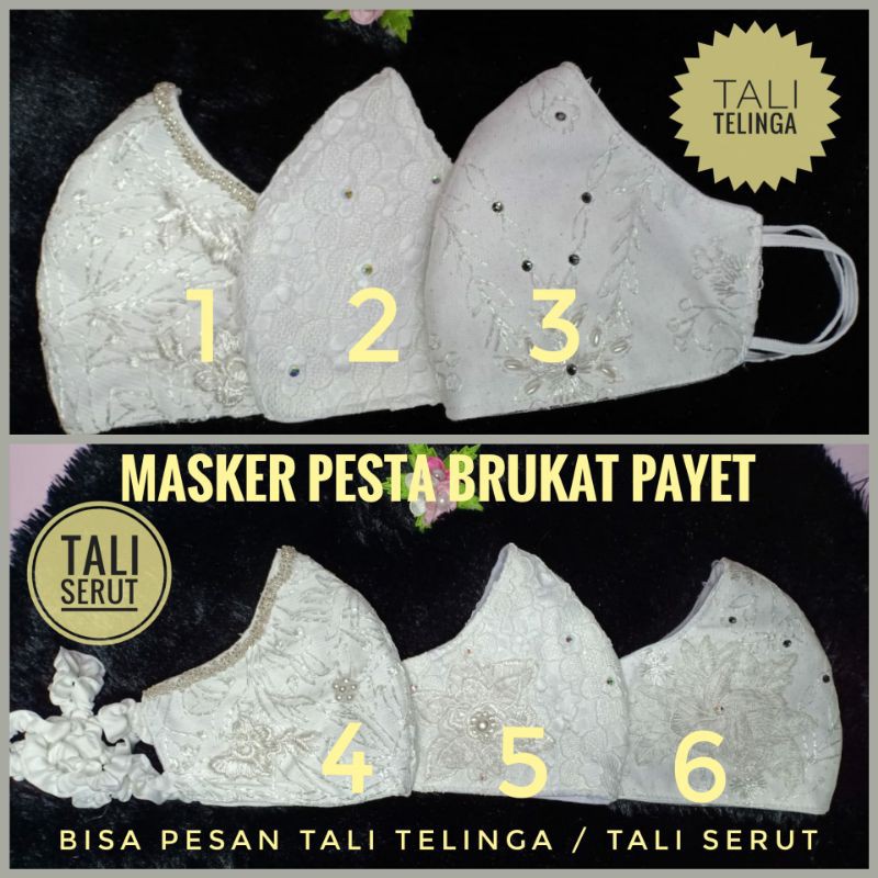 masker pesta brukat payet masker pengantin