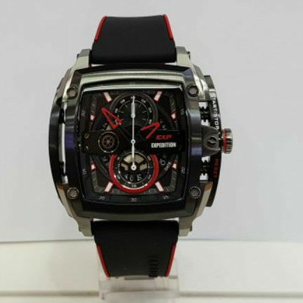 jam tangan expedition e3008 rubber silver black pria original