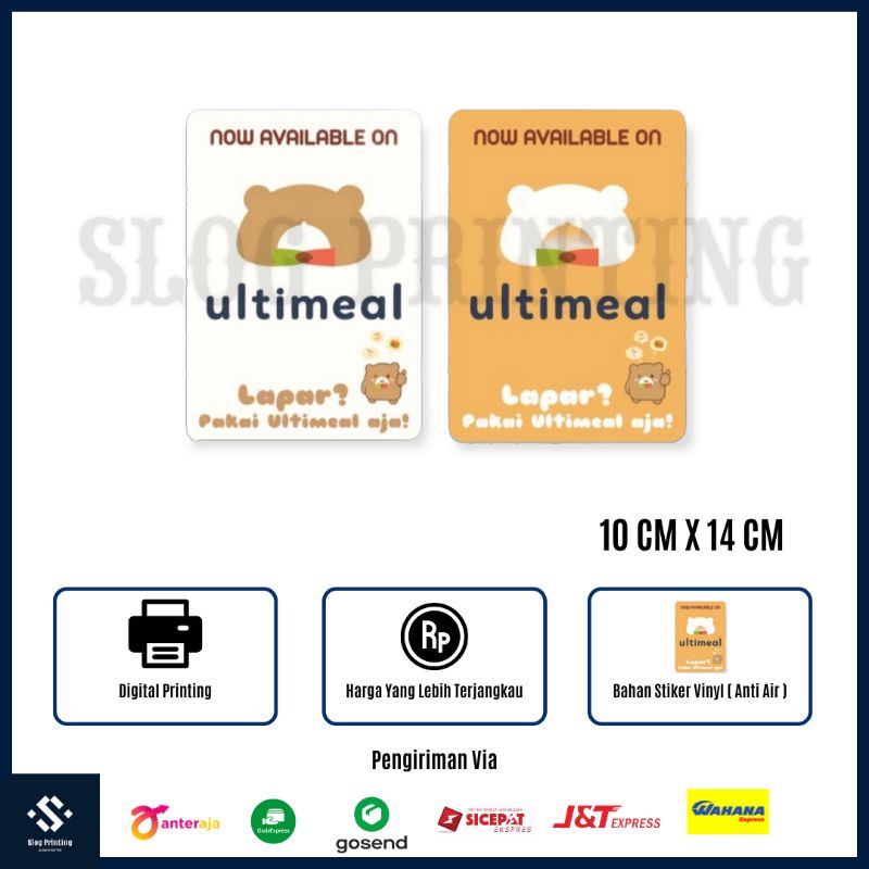 

Sticker Stiker Label Vinyl Tahan Air Ultimeal Food Delivery Pengiriman Makanan Ulti Meal 10 x 14 cm
