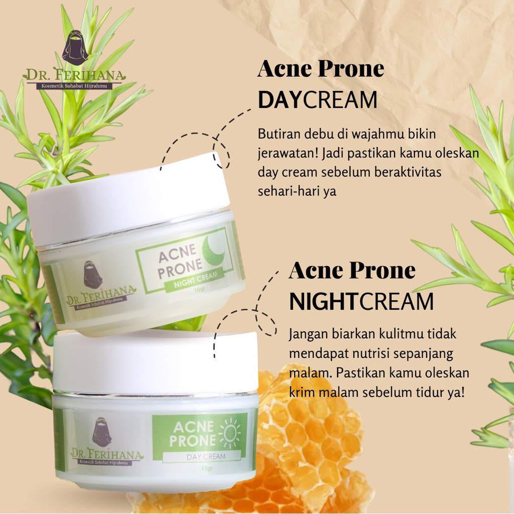 Acne Prone Night Cream Cosmetics &amp; Skincare Krim Malam untuk Perawatan Wajah Kulit Berminyak Berjerawat Ringan Sedang sampai Meradang Bernanah BPOM LPPOM HALAL MUI