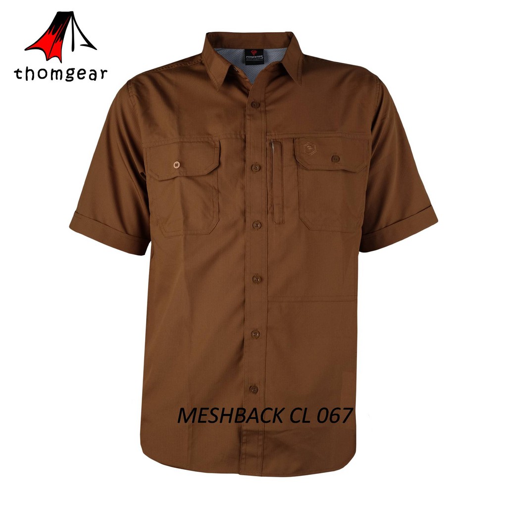 Thomgear Kemeja Pdl Lengan Pendek Forester Meshback Cl 067 Polyester Linen Kemeja Outdoor Thomgear