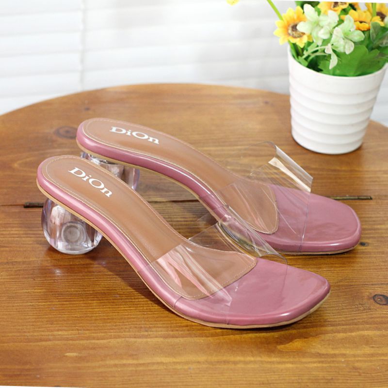 High Hils Hak Kaca Tahu Bulat Transparan Murah Import Ad637 Aef42 IX207 Dion Heels Wanita Hak Kaca