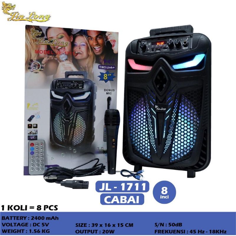 Speaker Bluetooth Karaoke Jin Long 1711 free microphone