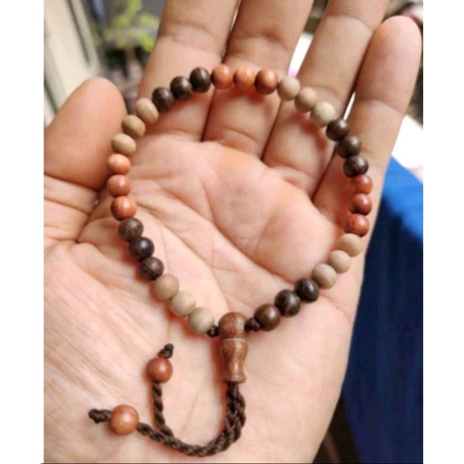 Gelang kombinasi  kayu 3 kayu 5mm gelang kombinasi stigi dewandaru kalimasada gelang tasbih kayu