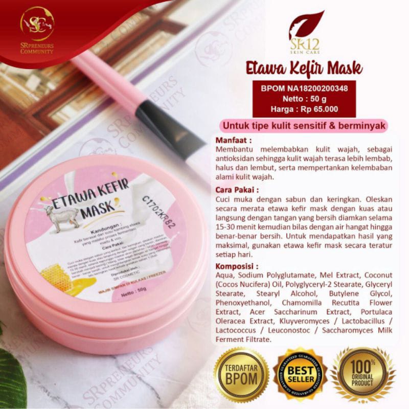 MASKER KEFIR SR12/ETAWA KEFIR MASK/KEFIR KOPI WAJAH FLEK HITAM/MASKER KEFIR SUSU SR12