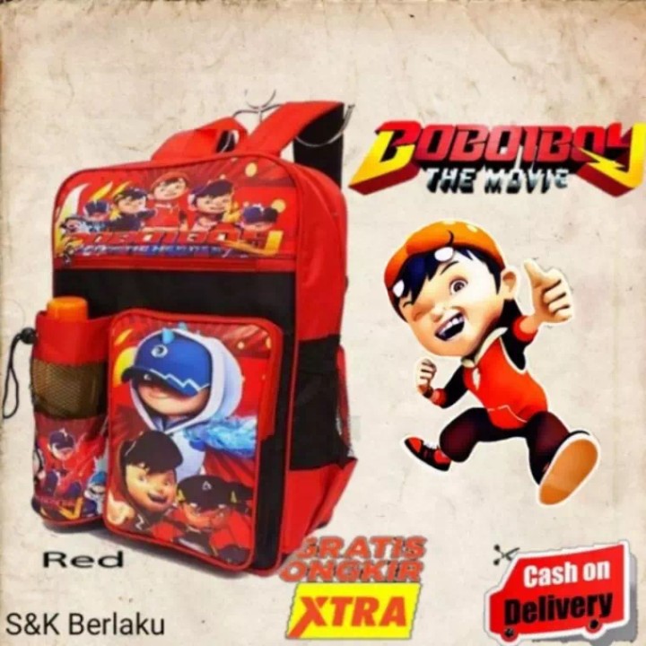 Tas ransel sekolah anak laki laki motif BOBOIBOY free botol