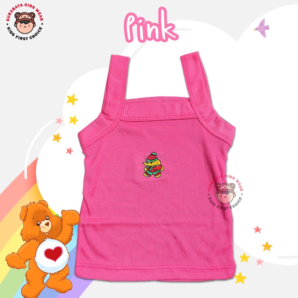 Atasan Singlet Anak Polos Warna Strong Bordir Binatang