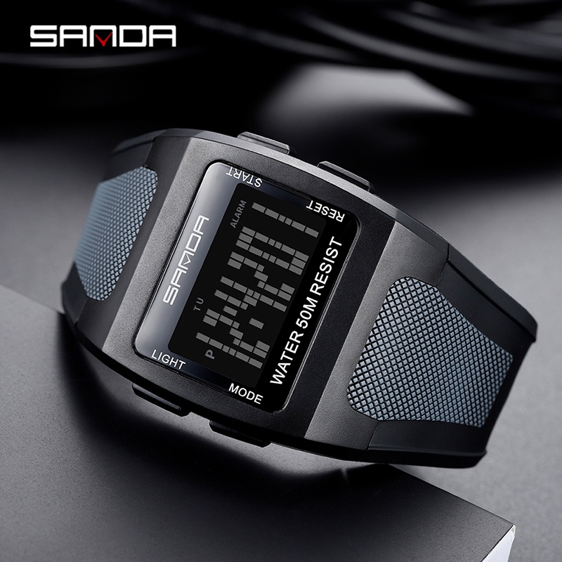 SANDA 222 Jam Tangan Pria Digital Sport EL Backlight Tali Rubber Anti air WATCHKITE WKOS