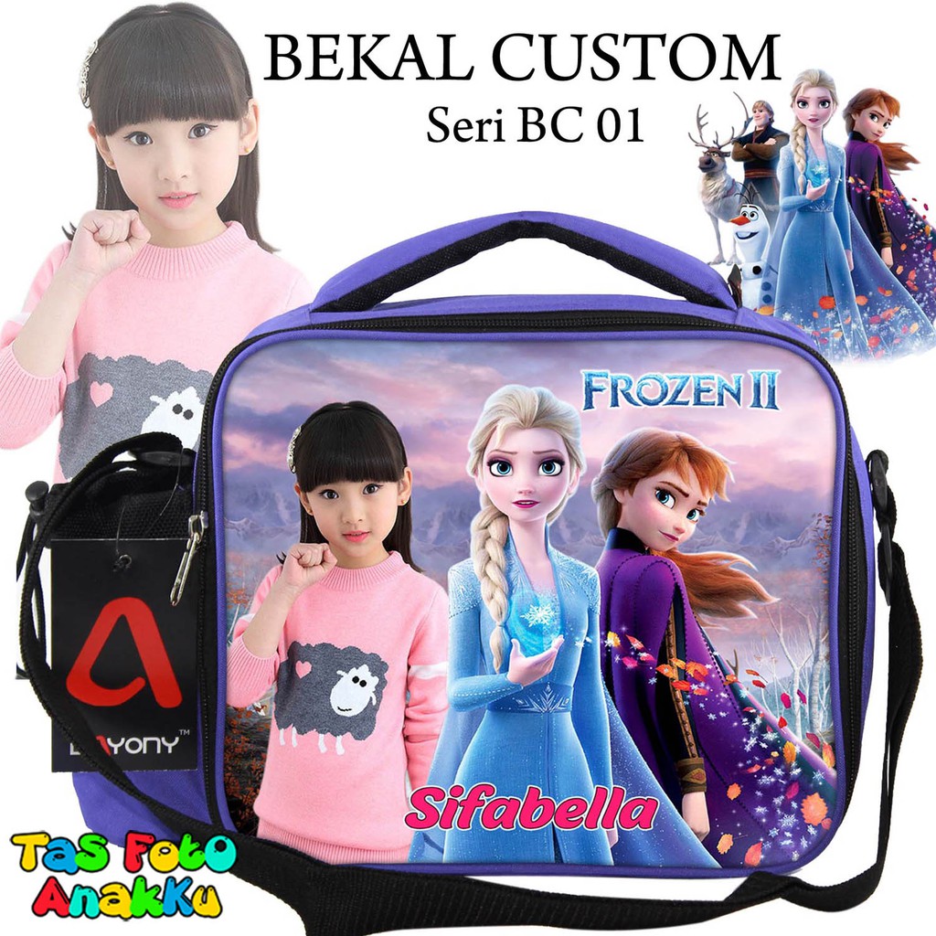 Tas Bekal Anak Perempuan Karakter Frozen Lunch Bag Alumuniumfoil Tas Foto Anakku BC 01