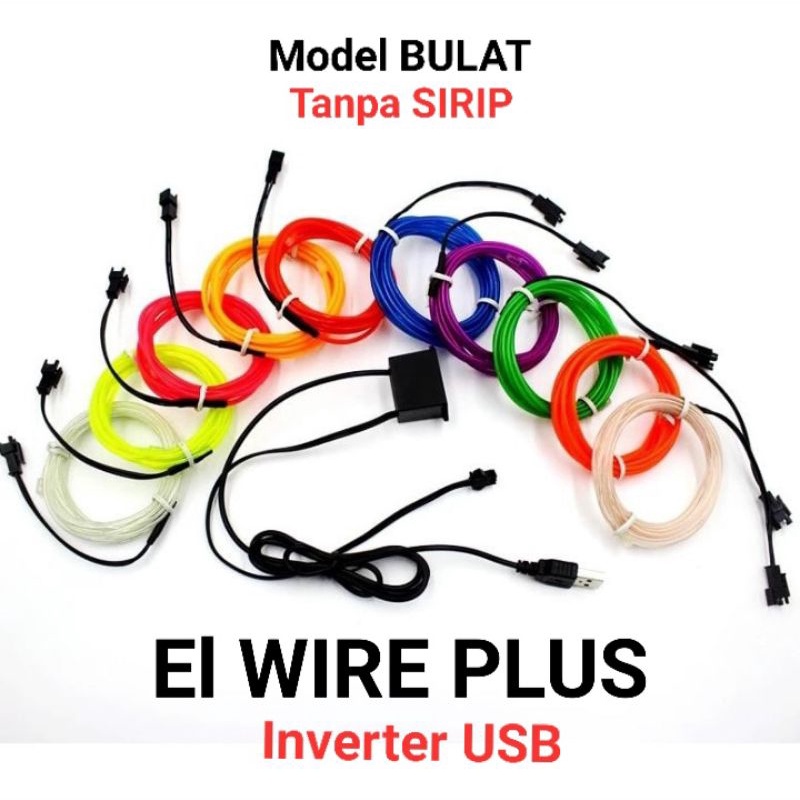 EL WIRE NEON FLEKSIBEL STRIP PLUS USB INVERTER