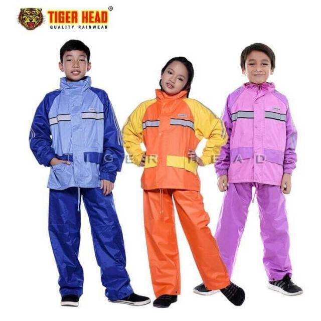 Jas hujan setelan celana anak metro kid tiger head bahan mirip axio