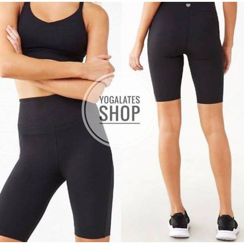 SHORT PANTS LEGGING F21 - ACTIVE HIGH RISE RIBBED BIKE SHORTS - SHORTS LEGGING