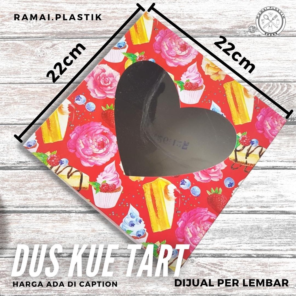 

Kotak Kue/ Dus Makanan/ Dus tart uk 22x22cm Motif Kue Tutup Mika