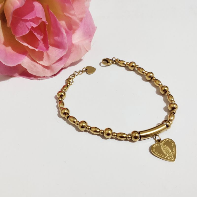 Gelang Bunda Maria rosario anti karat wanita titanium