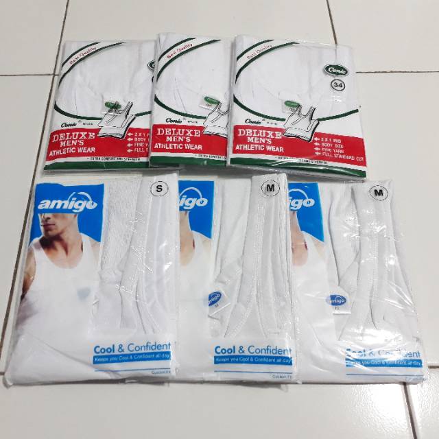 AT51-Kaos singlet pria dewasa putih size 40 42 44