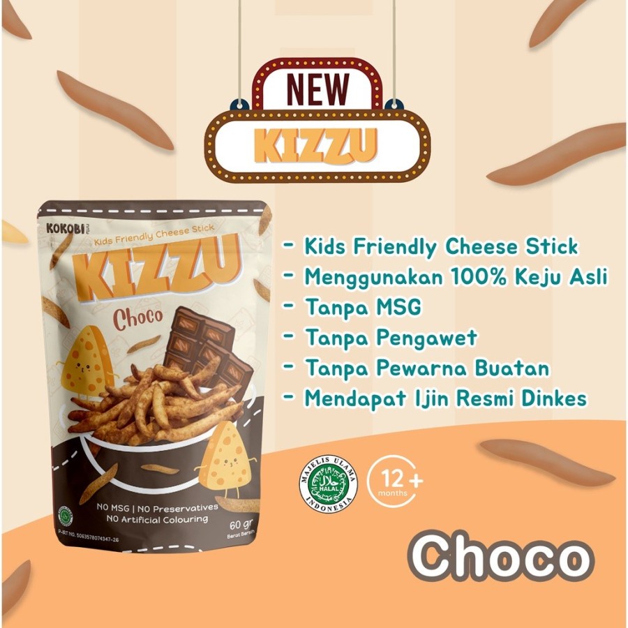 ABE FOOD Kokobi Kizzu Cheese Stick 60g - Stik Keju - Cemilan Anak