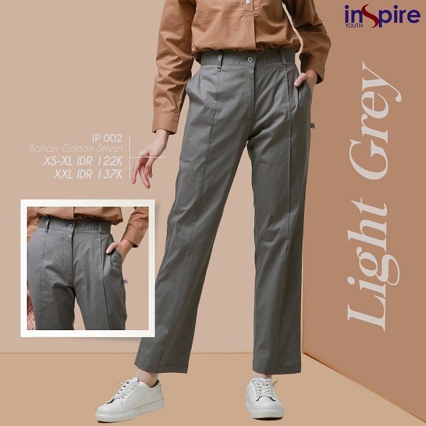 INSPIRE PANTS IP 02 BAHAN COTTON STREET CELANA PANJANG BAWAHAN MUSLIMAH POLOS FORMAL