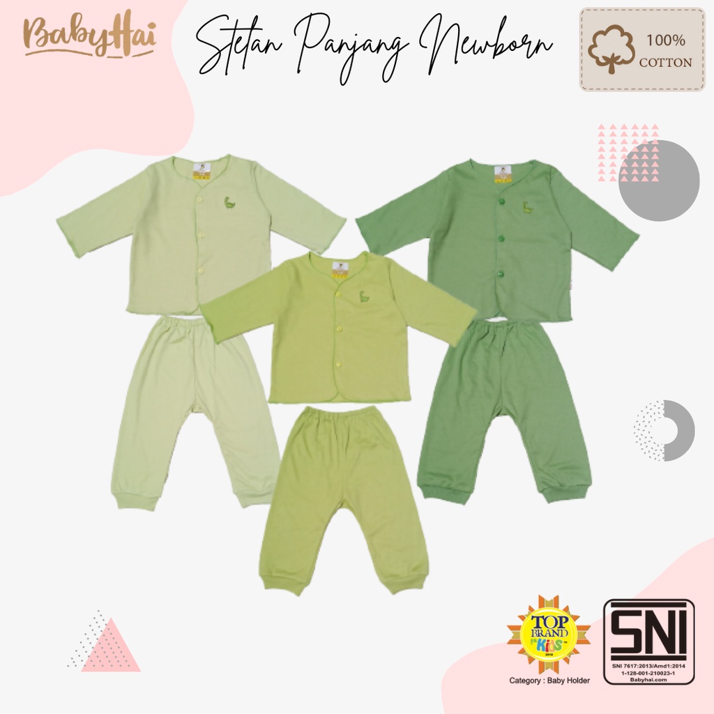 Baju Bayi Anak Perempuan Laki Laki Setelan Panjang Polos  0-6 Bulan Baby Hai 1pcs