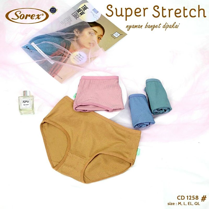 paket isi 6pcs CD WANITA SOREX  ART 1258 SUPER SOFT LEMBUT. SIZE: M.L.EL.QL