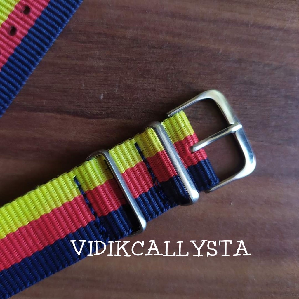 Tali jam Tangan 3C Canvas Nylon Kain Model Nato Strap 20mm 3Strip