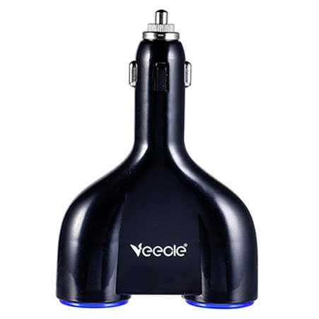 Veecle USB Car Charger 2 Port dengan 2 Cigarette Plug 130W - KY-512-Hitam