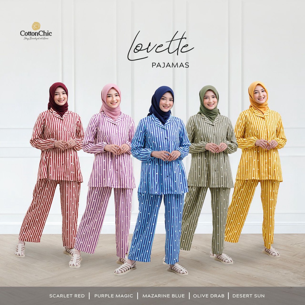 LOVETTE PAJAMAS DEWASA  By COTTON CHIC