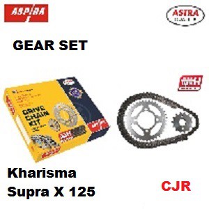 Paket Gear Set Drive Chain Rantai Gigi Roda Motor Kharisma Supra X 110 125 ASPIRA
