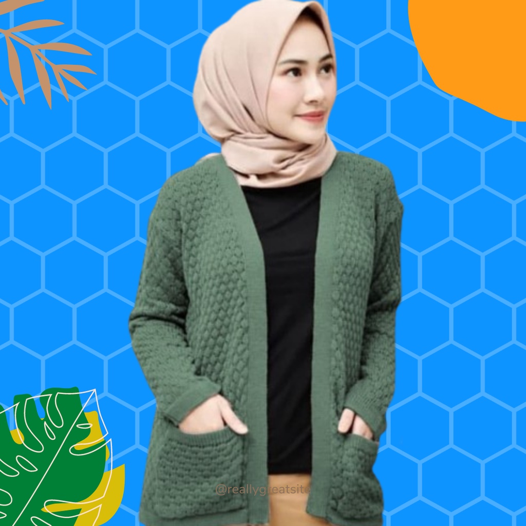 Baju Jaket Suwiter Kardigan Sweater Atasan Outter Suiter Anget Hangat Wanita Korea Dewasa Rajut Impo