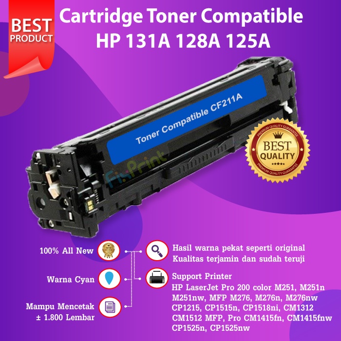 Cartridge Toner Compatible HP 131A CF212A 128A CE322A 125A CB542A Yellow Printer M251nw M276n M276nw