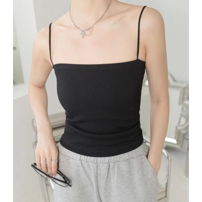 Tanktop 19 tank top atasan crop kemben strapless bra pakaian wanita rib knit dengan cup multiway-6