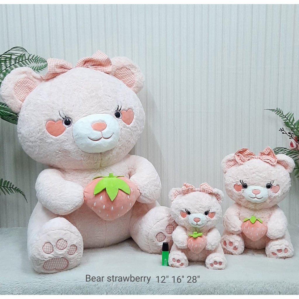 Boneka Bear Strawberry Size 28&quot;/100cm/boneka Teddy Bear Jumbo/Boneka Teddy Super Big/Boneka Jumbo