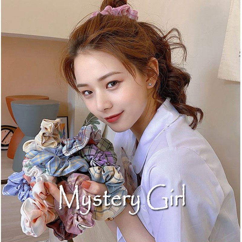 Mysterygirl - Jepit Ikat Rambut Jepitan Hair Ties Jedair Ponytail Model Bunga Daisy Bahan Satin Karet Elastis Gaya Korea Untuk Wanita/scrunchie