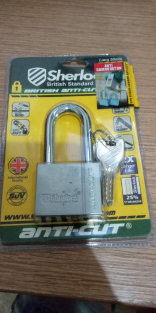 Sherlock Elliot Domestic Gembok Perisai Baja ( 53 Mm Panjang ) Silver