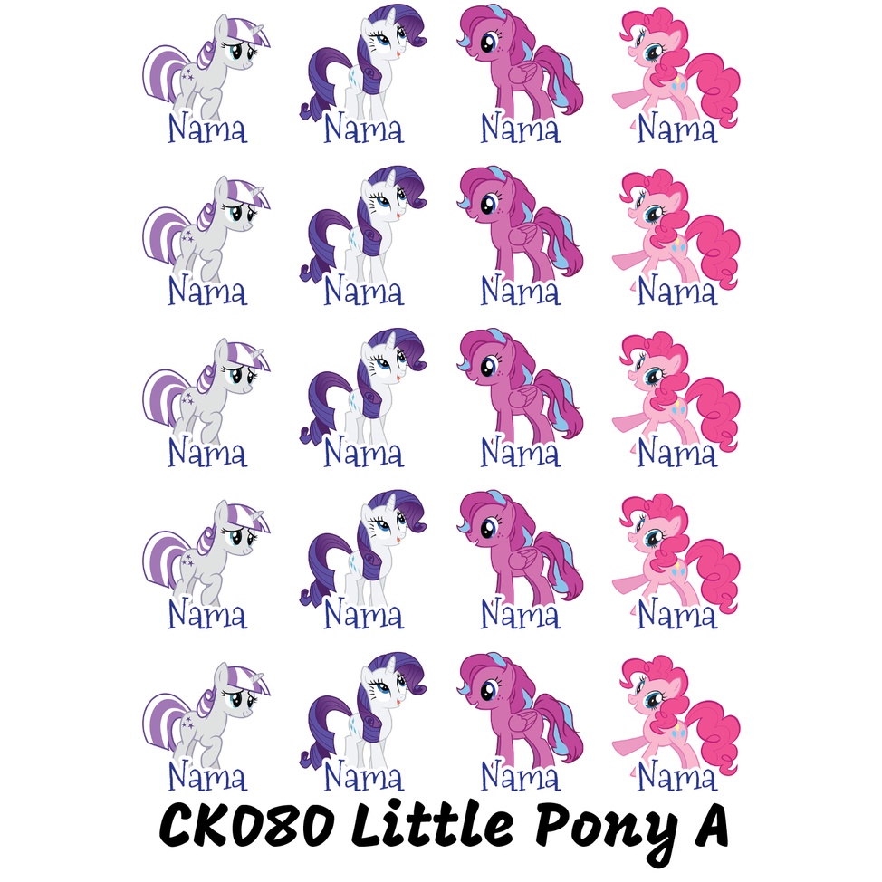 

Sticker Nama Cutting Label Waterproof Tahan Air Little Pony A (CK080)