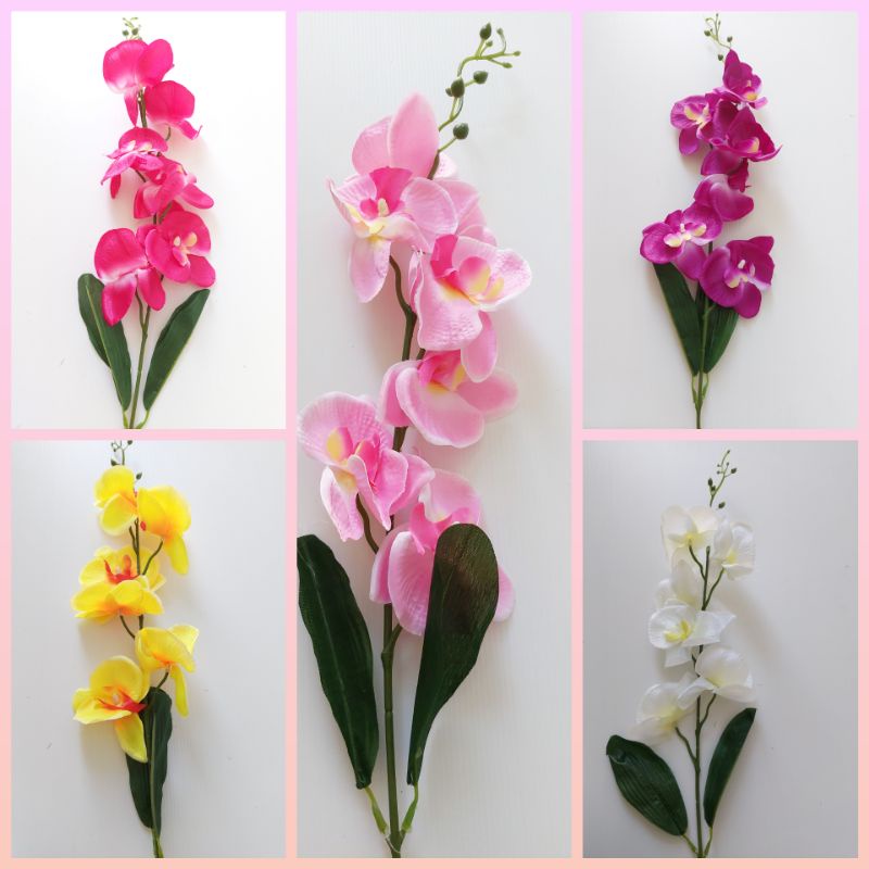Bunga anggrek palsu hias dekorasi artificial tangkai 1/bunga anggrek palsu