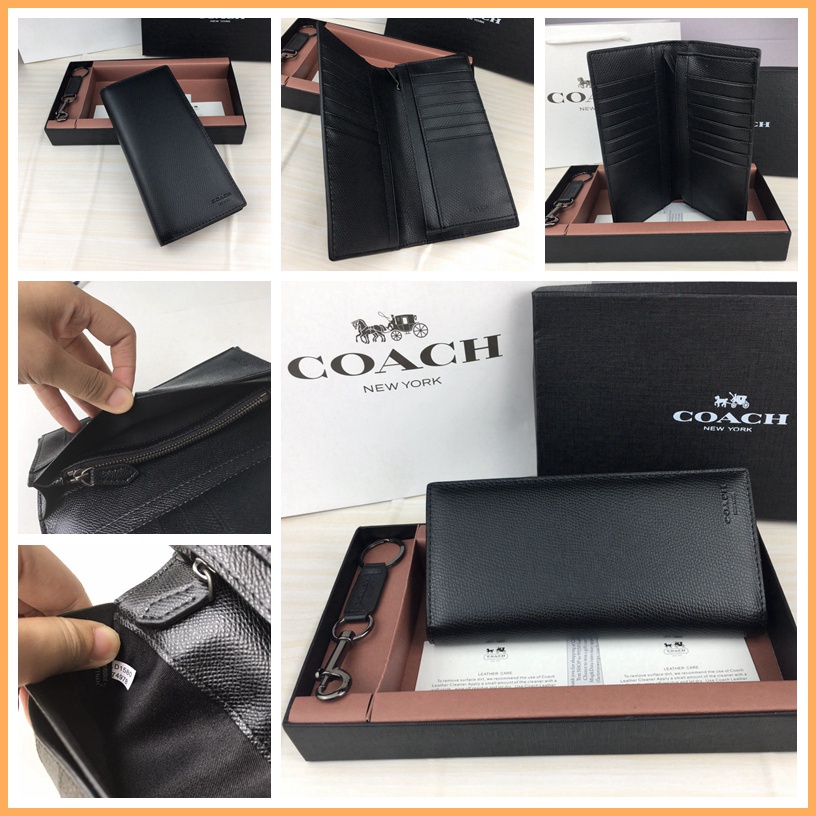 dompet panjang LIPAT PRIA BLACK PLAIN LOGO SMALL TAG CH 74978