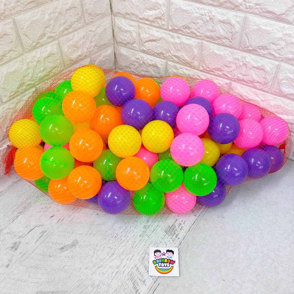 Mainan Bola Mandi Bola Bahan Plastik Isi 100 Pcs Anak Warna Warni 1814