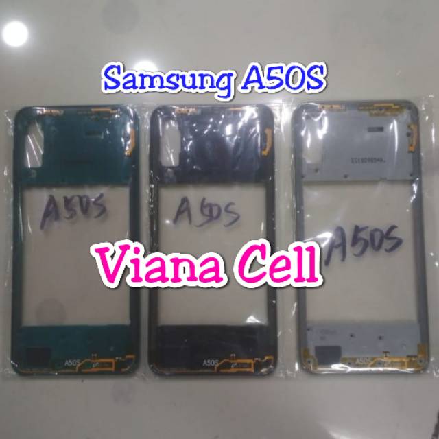 FRAME LCD BAZZEL TULANG BELAKANG TUTUP MESIN SAMSUNG A50S A507 ORIGINAL