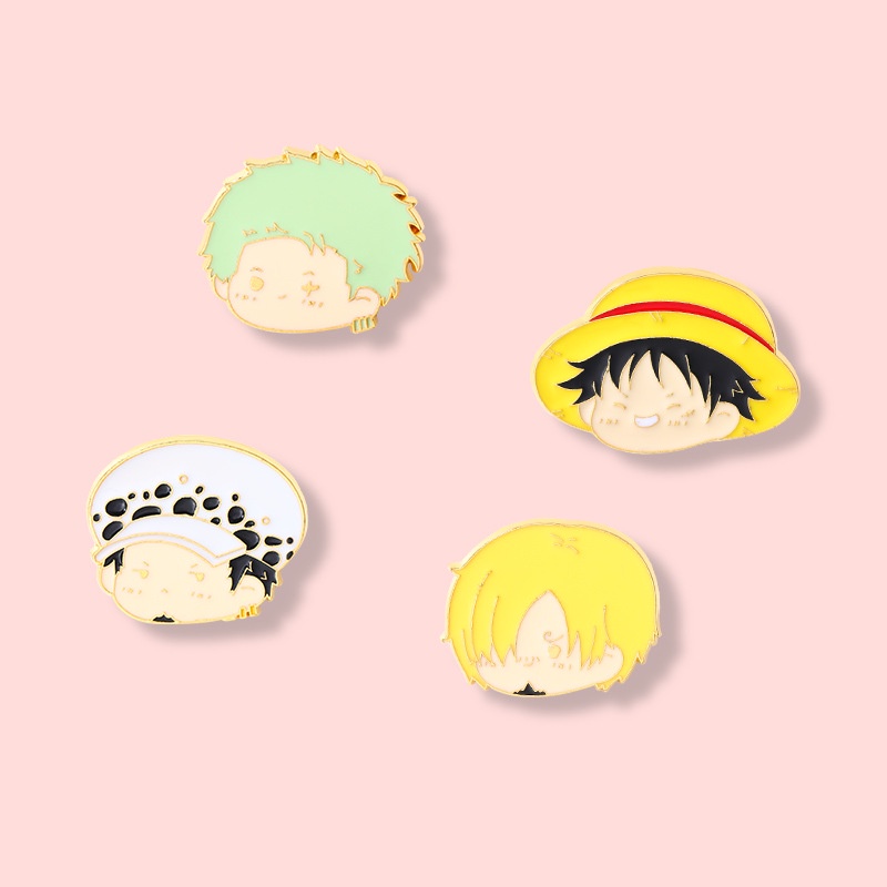 Bros Pin Enamel Desain Anime One Piece Luffy Zoro Rasanji Avatar Untuk Suvenir