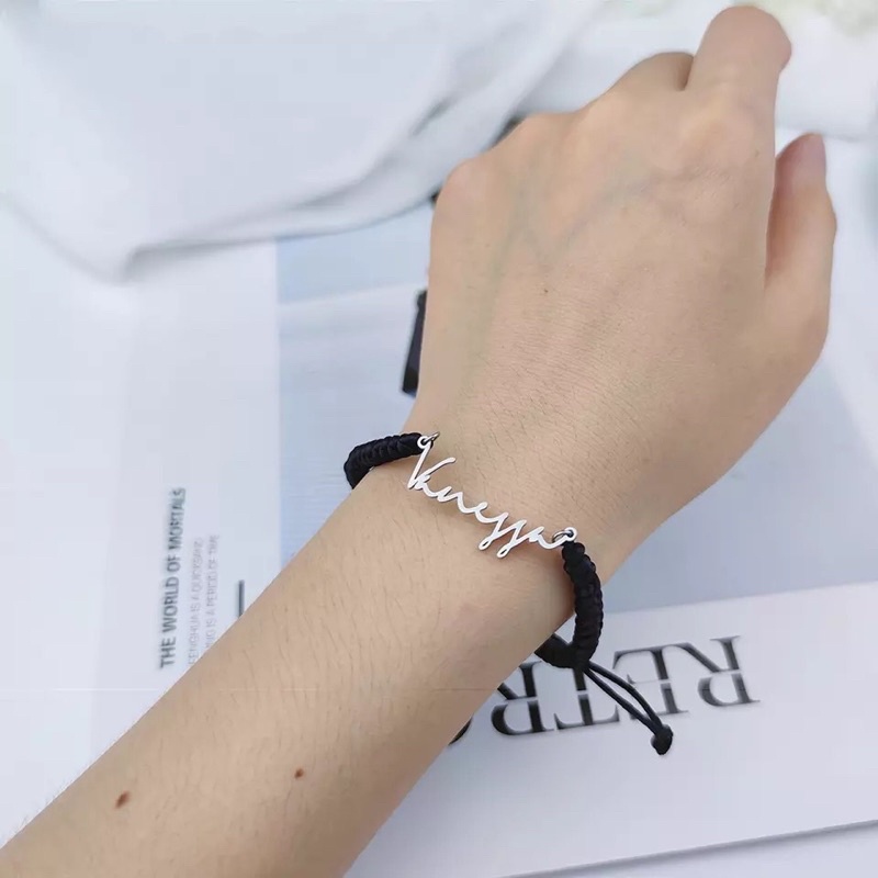 Gelang nama ukir nama lapis emas stainless steel gelang tali custom nama sendiri anti karat bracelet