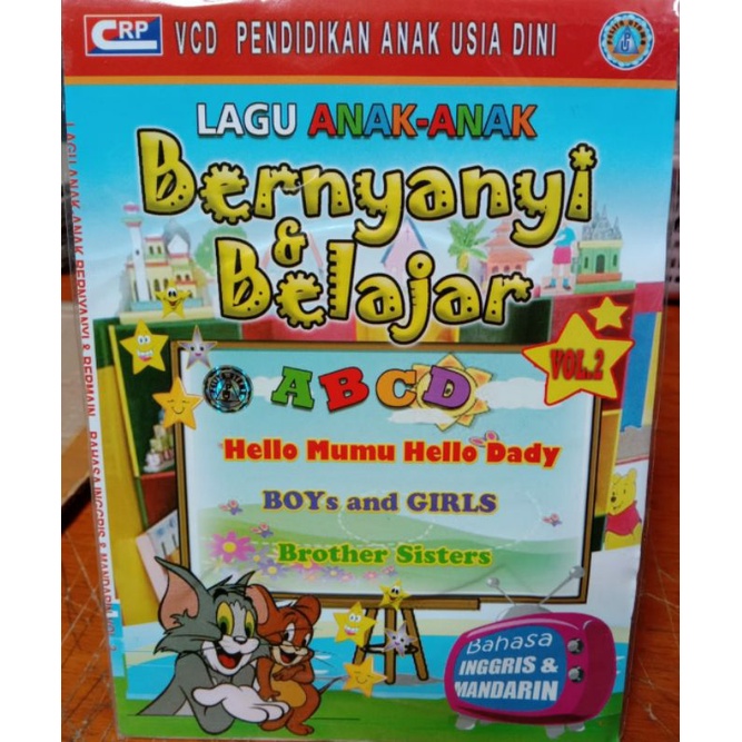 Kaset lagu anak original vcd karaoke bernyanyi & belajar bahas ingris & mandarin A B C D