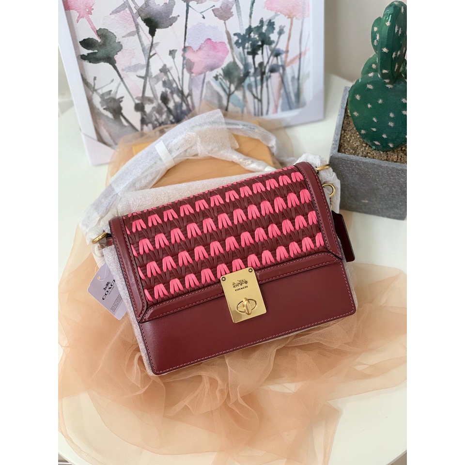 Tas Coach Hutton Shoulder Bag Wine Multi New Original