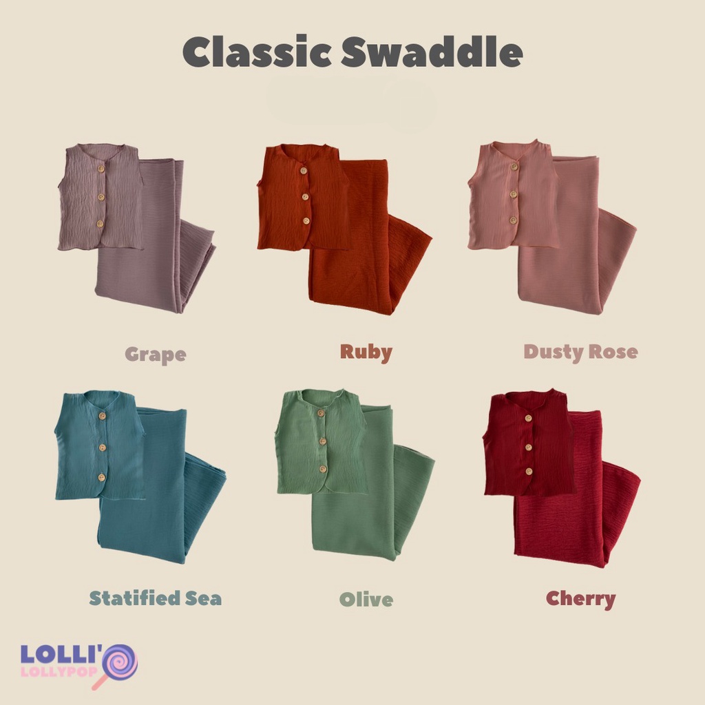 Lollypop Classic Swaddle Bedong Set Baju