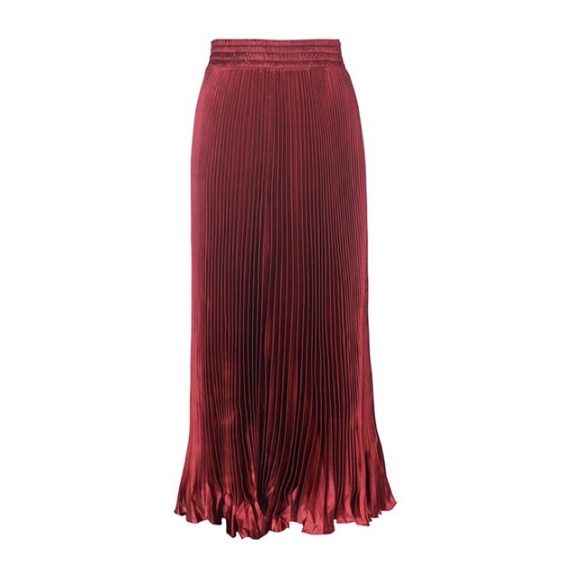 Metallic Pleated Mermaid Long Skirt Import Premium ( Rok Duyung Metalik Prisket Panjang ) [Bisa COD]