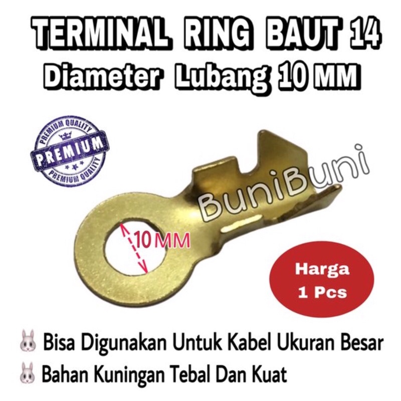 Terminal Skun Massa / Masa M10 - Ring Baut 14 MM Tebal Untuk Kabel Besar (Harga 1 Pcs)