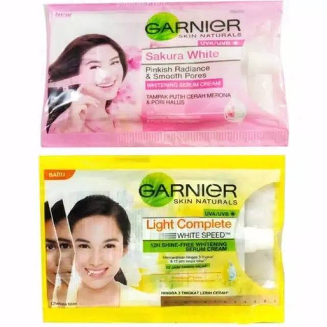 Pelembab Garnier Light Complete dan Sakura White Sachet 7ml